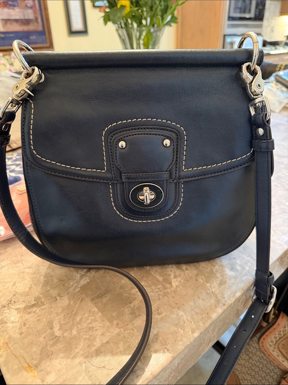 Coach Willis 70th anniversary Vintage  Limited Edition  Leather Navy Satchel